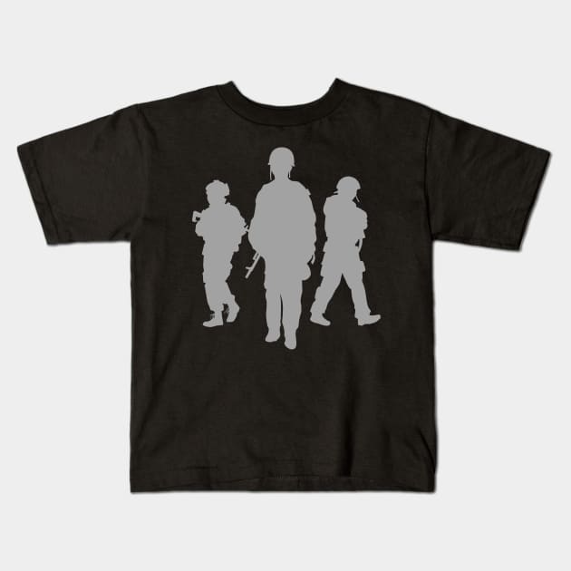 Three Soldiers Kids T-Shirt by Aim For The Face